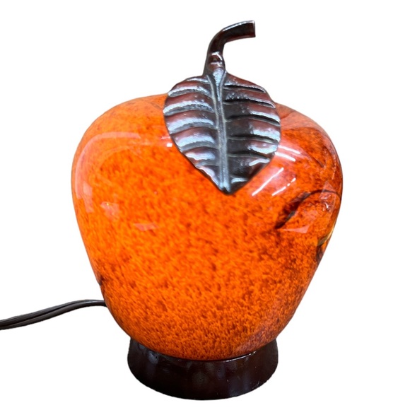 Other - Vintage Blown Glass Light up Apple on Wood Base